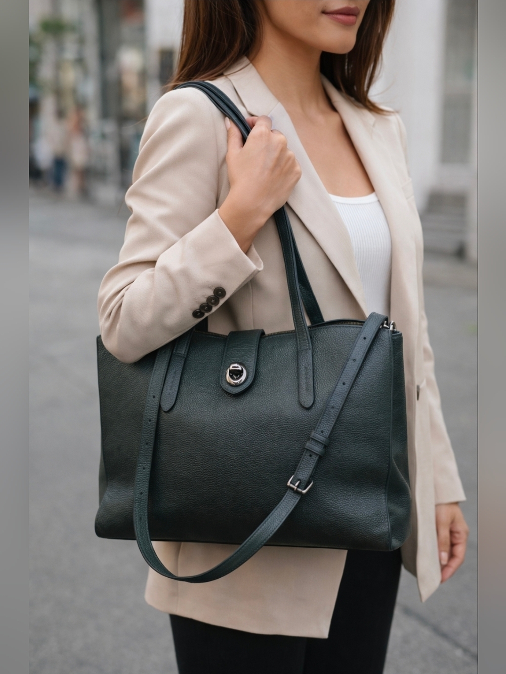Coach Olive green Pebbled Leather Turlock Charlie carryall tote
